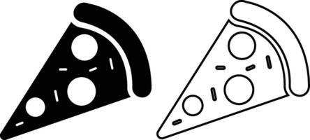 Pizza piece flat line black icons set. Vector thin sign of italian fast food cafe logo. Pizzeria can be used for digital product, presentation, print design and more