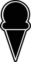 Ice cream cone icon  Modern sweet vanilla desert sign. Trendy black flat line vector chocolate cram symbol for web site design, button to mobile app. Logotype.