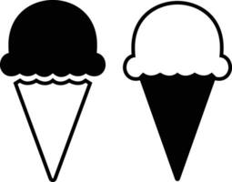 Ice cream cone icon set . Modern sweet vanilla desert sign. Trendy black vector chocolate cram symbol collection for web site design, button to mobile app. Logotype.