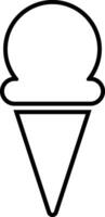 Ice cream cone icon Modern sweet vanilla desert sign. Trendy black flat line vector chocolate cram symbol for web site design, button to mobile app. Logotype.
