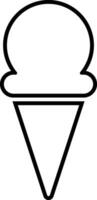 Ice cream cone icon Modern sweet vanilla desert sign. Trendy black flat line vector chocolate cram symbol for web site design, button to mobile app. Logotype.