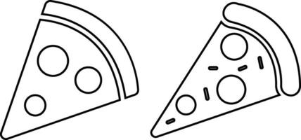 Pizza piece flat line black icons set. Vector thin sign of italian fast food cafe logo. Pizzeria can be used for digital product, presentation, print design and more