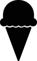 Ice cream cone icon Modern sweet vanilla desert sign. Trendy black flat line vector chocolate cram symbol for web site design, button to mobile app. Logotype.