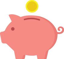 Piggy bank icon. Piggy bank saving money flat icon . Baby pig piggy bank. Pig silhouette. Financial independence. Money box symbol filled style vector