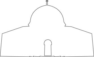 Palestine al Aqsa mosque line icon, compound in the city of Jerusalem or al Quds in Arabic symbol silhouette linear design. Masjid Al-Aqsa for logo, black outline icon, greeting card banner vector