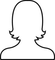 negocio avatar perfil negro contorno icono. mujer de usuario línea vector símbolo en de moda lineal estilo aislado en hembra perfil personas diverso cara para social red o web.