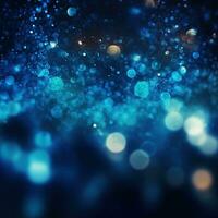 Blue abstract neon background, bokeh effect, glow. Generative AI photo