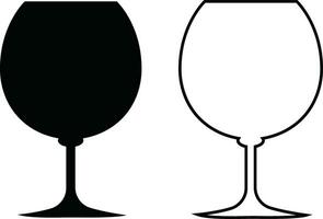 Wine glasses icons set simple symbol of bar, restaurant. . Various wine glass flat or line vector black silhouette collection for mobile concept and web design.