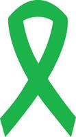 Cancer Ribbon flat icon. Vector awareness ribbon green color isolated on . International Day of cancer, World Cancer Day. Design template element in trendy style for graphic