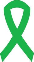 Cancer Ribbon flat icon. Vector awareness ribbon green color isolated on . International Day of cancer, World Cancer Day. Design template element in trendy style for graphic