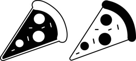 Pizza pedazo plano línea negro íconos colocar. vector Delgado firmar de italiano rápido comida café logo. pizzería lata ser usado para digital producto, presentación, impresión diseño y más