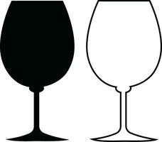 Wine glasses icons set simple symbol of bar, restaurant. . Various wine glass flat or line vector black silhouette collection for mobile concept and web design.