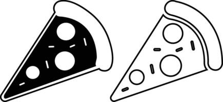 Pizza piece flat line black icons set. Vector thin sign of italian fast food cafe logo. Pizzeria can be used for digital product, presentation, print design and more