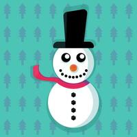 cute snowman with a scraf anad a hat vector