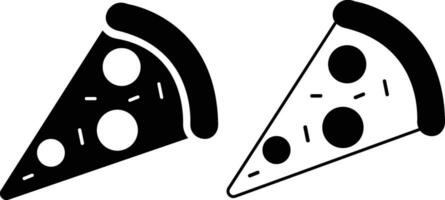 Pizza piece flat line black icons set. Vector thin sign of italian fast food cafe logo. Pizzeria can be used for digital product, presentation, print design and more