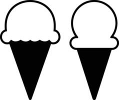 Ice cream cone icon set . Modern sweet vanilla desert sign. Trendy black vector chocolate cram symbol collection for web site design, button to mobile app. Logotype.