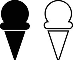 Ice cream cone icon set . Modern sweet vanilla desert sign. Trendy black vector chocolate cram symbol collection for web site design, button to mobile app. Logotype.