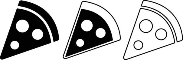 Pizza pedazo plano línea negro íconos colocar. vector Delgado firmar de italiano rápido comida café logo. pizzería lata ser usado para digital producto, presentación, impresión diseño y más