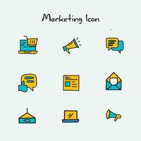 márketing icono diseño plantilla, con mano dibujado estilo, lata ser usado para digital márketing propósitos vector