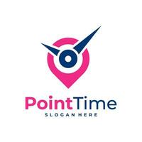 Time with Point logo design vector. Creative Clock logo concepts template vector