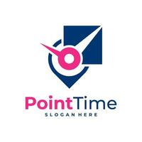 Time with Point logo design vector. Creative Clock logo concepts template vector