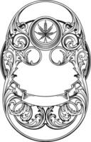 Classic Art Nouveau style cannabis ornament monochrome vector illustrations for your work logo, merchandise t-shirt, stickers and label designs, poster, greeting cards advertising business company