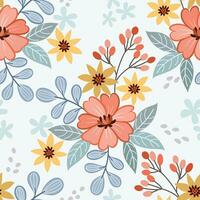 Colorful hand draw flowers seamless pattern. vector