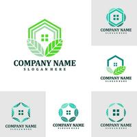 Set of Nature House logo design vector. Creative House logo concepts template vector