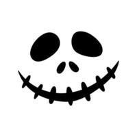 Halloween pumpkin face icon. Scary face isolated on white background. Vector illustration, flat style.