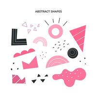 Abstract geometric shapes Collection. Abstract contemporary modern style elements. Trendy illustration. Pink core style vector