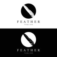 Feather Silhouette Logo, Author Design Luxury Simple Elegant Vector Illustration Template