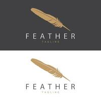 Feather Silhouette Logo, Author Design Luxury Simple Elegant Vector Illustration Template