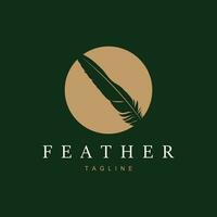 Feather Silhouette Logo, Author Design Luxury Simple Elegant Vector Illustration Template