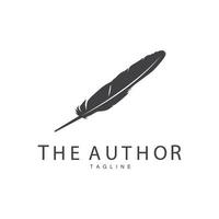 Feather Silhouette Logo, Author Design Luxury Simple Elegant Vector Illustration Template