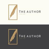 Feather Silhouette Logo, Author Design Luxury Simple Elegant Vector Illustration Template