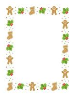 Vertical Rectangle Gingerbread Cookies Frame Border, Christmas Winter Holiday Graphics. Homemade sweets pattern, card and social media post template. Isolated vector illustration.