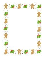 Vertical Rectangle Gingerbread Cookies Frame Border, Christmas Winter Holiday Graphics. Homemade sweets pattern, card and social media post template. Isolated vector illustration.