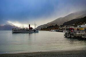 beautiful scenic of lake wakatipu queenstown new zealand photo