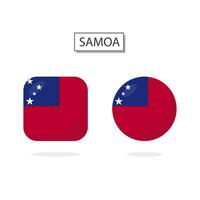 Flag of Samoa 2 Shapes icon 3D cartoon style. vector