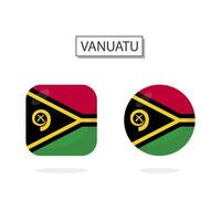 Flag of Vanuatu 2 Shapes icon 3D cartoon style. vector