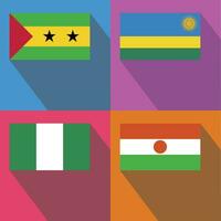 SAO TOME, RWANDA, NIGERIA, NIGER flag vector