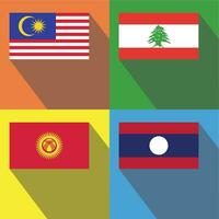 Laos, Kyrgyzstan, Lebanon, Malaysia flag vector