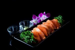 Salmon slice sashimi photo