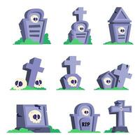 vector flat grave stone collection