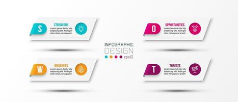Business concept infographic template with swot analysis. vector