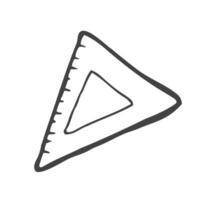 Triangular. Ruler. Doodle vector image. Isolated over white background.