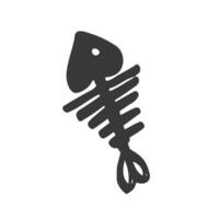 Skeleton from the fish. Vector of a fish skeleton. Hand drawn doodle bones of fish. Line sketch