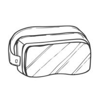 Virtual reality glasses. Vector linear engraving of VR glasses. Illustration of virtual reality glasses for playing games and watching movies. Technology of the future in the style of cyberpunk.