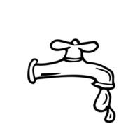 Doodle Faucet Icon. Vector water tap sketch