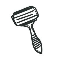 Vector hand drawn Razor outline sketch. Safety razor for shaving doodle icon isolated on white background.